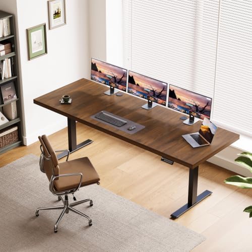 OffiGo 71 Inch Executive Electric Standing Desk Height Adjustable, Walnut - Image 2