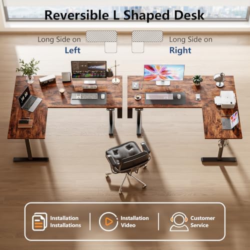 Korfile 63" L Shaped Standing Desk Height Adjustable Memory Presets - Image 4