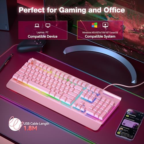 TECKNET Wired Gaming Keyboard, RGB Backlit Keyboard with Metal Panel Design - Image 5