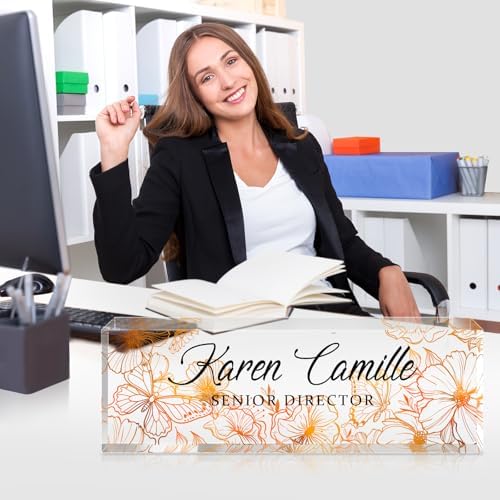 Custom Office Name Plate for Desk - Name Plate Personalized Gifts for Coworkers, Boss, Teacher, Social Worker - Acrylic Office Desk Decor for Women Men - Employee Appreciation Gifts (golden) - Image 7