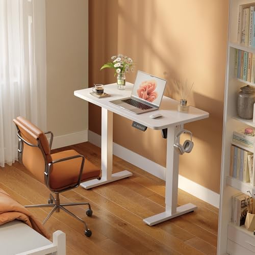 FEZIBO 32" Small Electric Standing Desk Height Adjustable Desk, White - Image 2