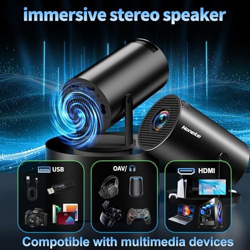 [Built-in Apps & 2026 Upgraded] Mini Projector with WiFi 6 and Bluetooth 5.2 Support 4K 1080P Auto Keystone 270° Rotatable Projector Portable Compatibile with HDMI/TV Stick/Memory Stick/Laptop, Black - Image 5