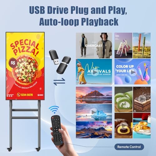 MWE 43 Inch Mobile Digital Signage Display Kiosk with Flight Case, Portable Digital Poster with Screen Mirroring App Publishing, Advertising Display Kiosk, Android OS - Image 3