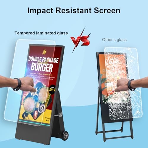 43 inch Outdoor Mobile Digital Signage Display with Road Case, IP65 Waterproof Advertising Display Kiosk, Rechargeable Battery, Brightness Auto-Adjustment and Impact Resistant Screen - Image 5