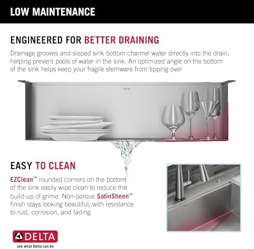 DELTA FAUCET DELTA Rivet 33-Inch Workstation Kitchen Sink Drop-In Top Mount 16 Gauge Stainless Steel Single Bowl with WorkFlow Ledge and Chef’s Kit of 5 Accessories, 95A931-33S-SS - Image 4