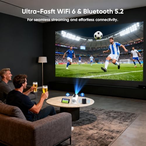 [Built-in Apps] Mini Projector with WiFi and Bluetooth, Native 1080P Portable Movie Projector for Bedroom, Android 12, Auto Vertical Keystone, 180° Rotation, Compatible with HDMI/USB/TV Stick/Laptop - Image 5