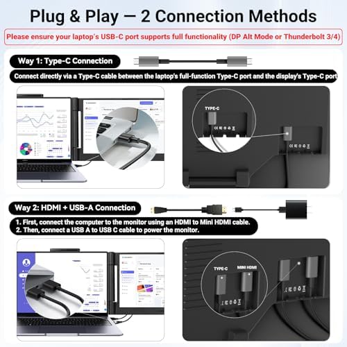 Laptop Screen Extender 14.1" 1080P, Dual Screen Monitor for Laptop 13-17.3" - Image 3