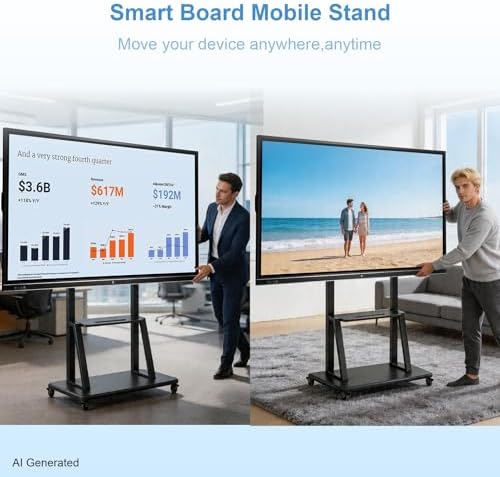 Smart Board Stand with Wheels,Height Adjustable Mobile Rolling Stand for Classroom & Office, Holds up to 300lbs, Whiteboard Portable Cart on Wheels (for 49-100 Inch Smart Board) - Image 6