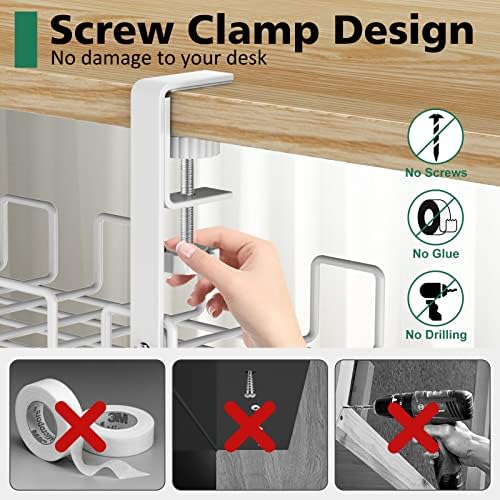 Under Desk Cable Management Tray No Drill Steel 15.7" - Image 2