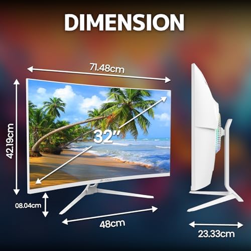 CRUA 32" 4K UHD 60Hz Curved Monitor, 1500R, AMD FreeSync, Speakers, White - Image 6