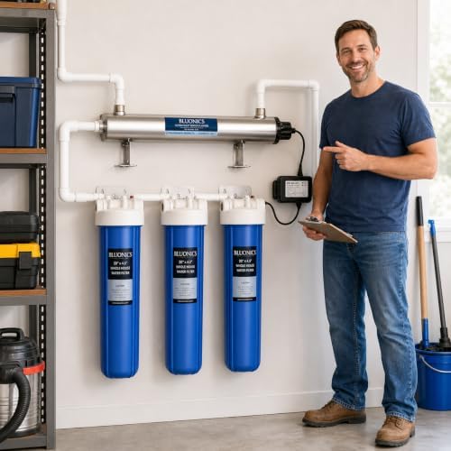 Bluonics 24 gpm Whole House Water Filter System for Well Water, 110w uv Light Treatment, 3 Filter Stages with Sediment and Carbon Filters, 20 x 4.5 housings, 1 in npt - Image 6