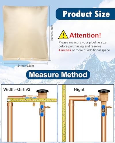 Backflow Preventer Insulation Cover (5F), 24"X30" 5 Layers Outdoor Pressure Vacuum Breaker, Water Well Pump, Sprinkler Valve, Faucet Cover for Winter Freeze Protection - Beige - Image 2