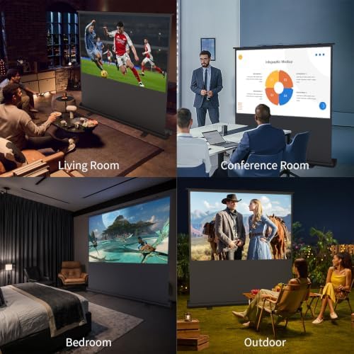 Floor Rising Projector Screen 80 Inch 16:9, Manual Pull Up Portable Screen - Image 7