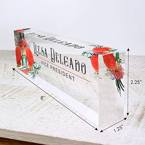 ARTBLOX Personalized Acrylic Desk Name Plate, Autumn Flowers Design - Image 3