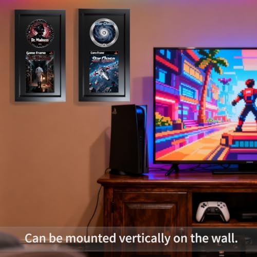 Video Game Display Frame Compatible with PS2 Case and Disc, Solid Wood Box - Image 5