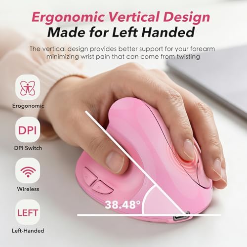 Left‑Hand Ergonomic Vertical Wireless Mouse Type‑C Rechargeable 6‑Btn Mice - Image 5