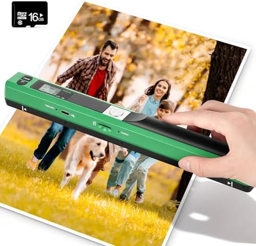 Portable Handheld Scanner A4, 900 DPI Document & Photo Scanner Green, JPEG/PDF, Mobile Book Card Scanner with 16GB TF Card, USB Transfer, Compact Portable Scanner for Documents Photos Receipts - Image 2