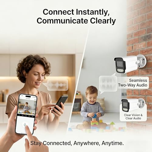 8CH 5MP Home Security Camera System, 4 x PoE IP Cameras with Person Detection, 500GB HDD for 24/7 Recording, Two-Way Audio,100ft Night Vision, IP66 Weatherproof, No Monthly Fees - Image 2