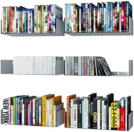 Wallniture Bali White U Shape Floating Shelves for Wall, CD DVD Storage Shelves and Metal Bookshelf Set of 6 by Wallniture