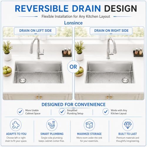 30" X 18" Undermount Kitchen Sink Offset Drain with Workstation - Image 2