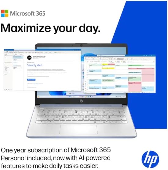HP 14" Business Laptop Computer with 1-Year Office 365, Intel Quad-Core N150 Processor, 4GB RAM 128GB UFS, Windows 11 Home, PLUSERA Earphones, Sky Blue - Image 7