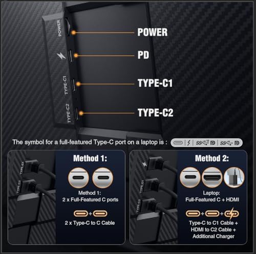 APILDELLA 15.6’’ Triple Laptop Screen Extender, 1080P FHD Portable Dual Monitor for Laptop USB C HDMI, Plug-Play Monitor Extender for Triple Display for Mac/Windows, Fit 13”-17.3” Laptops - Image 5