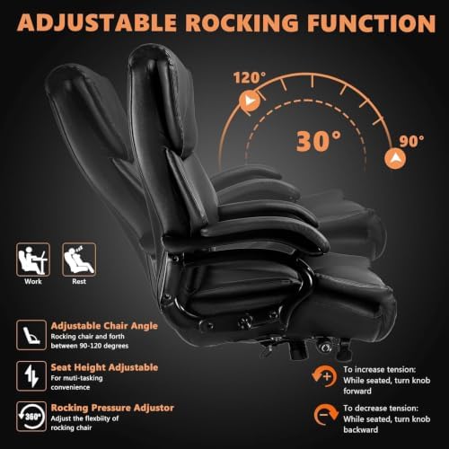 Indulgear Big and Tall Office Chair with Gel Seat Cushion,Heavy Duty Office Chair for Heavy People, High Back Executive Computer Chair with Adjustable Lumbar Support, Dual Rubber Wheel - Image 7
