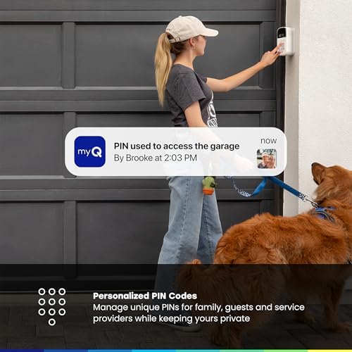 myQ Smart Garage Starter Kit: Garage Door Video Keypad + Rechargeable Battery + Wi-Fi Plug-in 2K Camera, Custom PIN Codes, Wide-Angle Lens, Night Vision, 2-Way Audio, Motion Alerts and App Control - Image 5