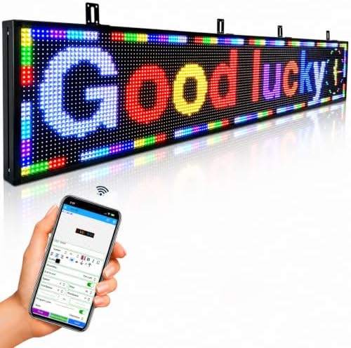 P10 Scrolling Programmable Led Sign For Business Custom Banner Advertising Outdoor Open Digital Led Display Screen Message Board Wifi Control High Brightness Neon Sign 77"X14" by HIJHSAIL