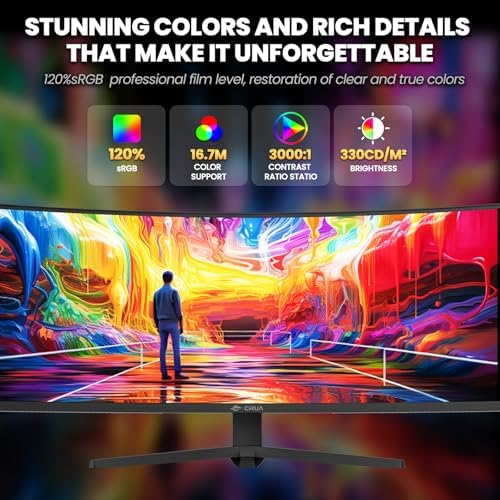 CRUA 49" DQHD 165Hz Ultrawide Curved Gaming Monitor, 1500R, FreeSync, Black - Image 4