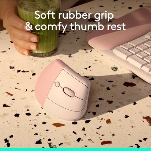 Logitech Lift Vertical Ergonomic Wireless Mouse - Rose - Image 2