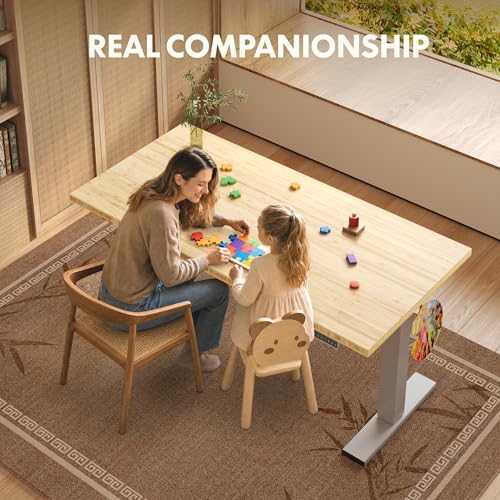 FLEXISPOT 48" x 24" Solid Bamboo Standing Desk, Silver Frame - Image 6