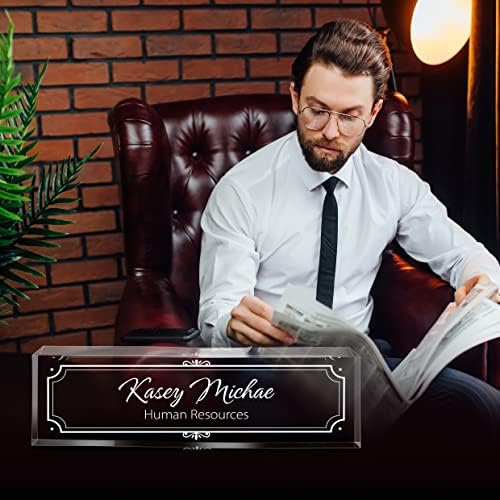 SalaGraphics Custom Engraved Acrylic Name Plates for Desks, Office Desk Plate Personalized, Decor Nameplate, Nurse Manager Employee Teacher Appreciation Gifts, Accessories (Flowers G) - Image 4