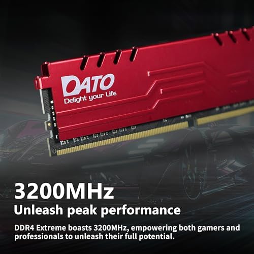 DATO 16GB RAM (8GBx2), DDR4 Up to 3200MHz with Heatsink, PC4-25600 CL16 1.35V XMP 288-Pin Non-ECC UDIMM, Desktop Memory Module for Gaming, Extreme Black - Image 2