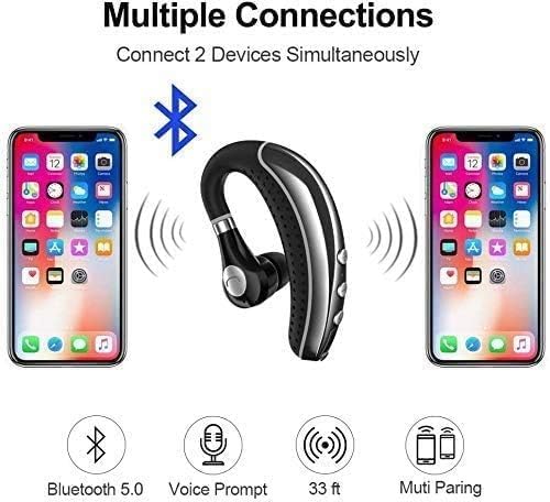 Bluetooth Headset V5.0 Wireless Bluetooth Earpiece with Noise Canceling Mic for Cell Phone Ultralight Business Earphone for Driving/Trucker/Office Earbus for Android/iPhone/Smartphone-Grey - Image 4