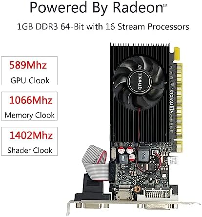 QTHREE GT 210 Graphic Card,1024 MB,DDR3,64 Bits,HDMI,DVI,VGA,589 MHz Core Frequency Desktop Video Card for PC Working,PCI Express x16,Low Profile - Image 2