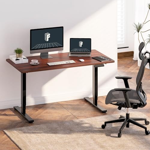 FLEXISPOT E6 3-Stage Dual Motor Electric Standing Desk 48 x 24 Sit Stand Up Desk, Holds 220 lbs, Adjustable Height w/Memory Presets, One-Piece Mahogany Desktop & Black Frame, Ships in 2 Boxes - Image 2
