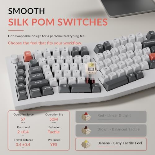 Keychron Q13 Ultra 8K Wireless Mechanical Keyboard, White 96% Alice Ergonomic Keyboard with Numpad, Full Aluminum RGB Custom Keyboard, Hot-Swappable Silk POM Switch for Mac Windows Linux - Image 6