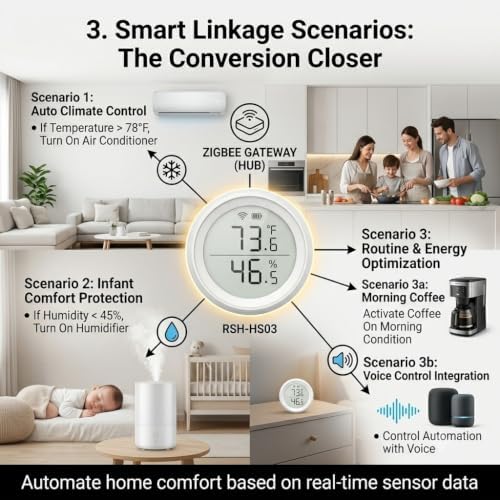 ZigBee Smart Temperature and Humidity Sensor, Digital Indoor Thermometer and Hygrometer with App Alerts, Wireless Climate Monitor for Home, Baby Room, and Greenhouse (Hub Required) - Image 3