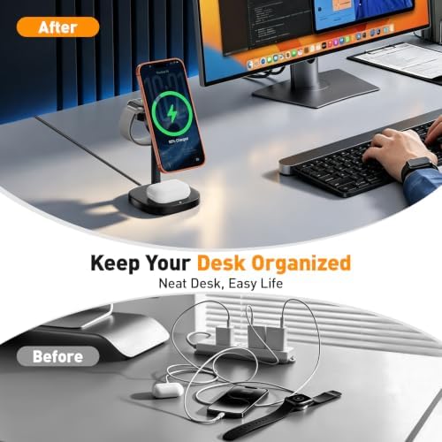 3 in 1 Fast Charging Station, 15W Magnetic Wireless Charger Stand - Image 6