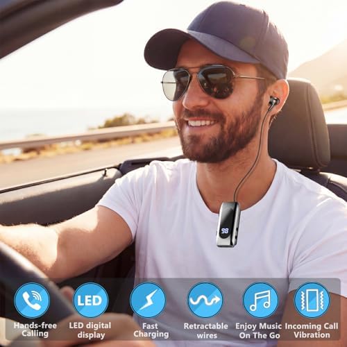 Wireless Headset Wireless Headphones Handsfree Call Wireless Earpiece Noise Cancellation Earbud Earphones Mic Compatible with Cell Phones Car Driver Trucker Business Office (Silver) - Image 2