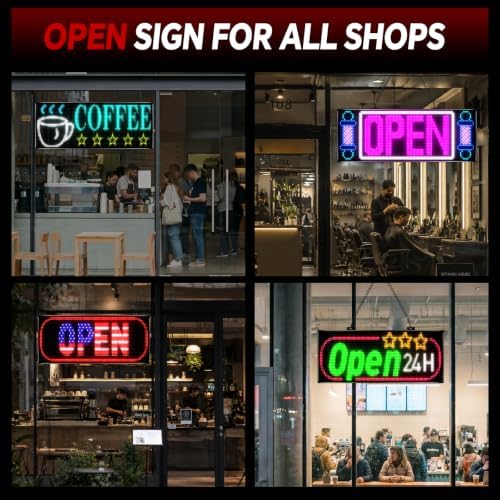 Rayhome Dual Row LED Open Sign, 37"x14" Colorful Huge Bright Advertising Open Signs for Business, Programmable Electric Scrolling Display with Remote for Business Store Bar Hotel - Image 5