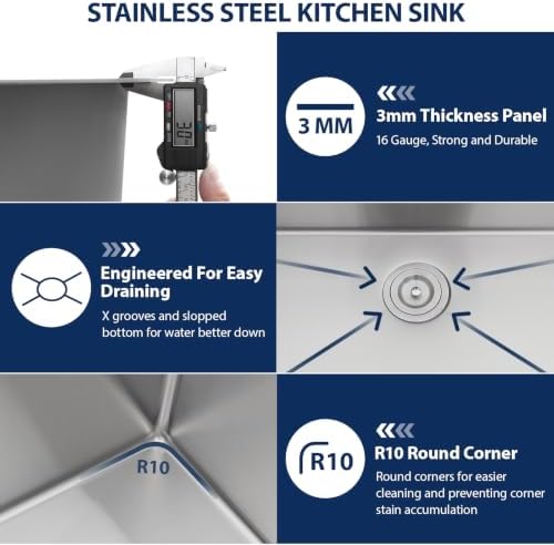 Lordear 33 Inch Drop In Smart Kitchen Sink with Waterfall Faucet - Image 5
