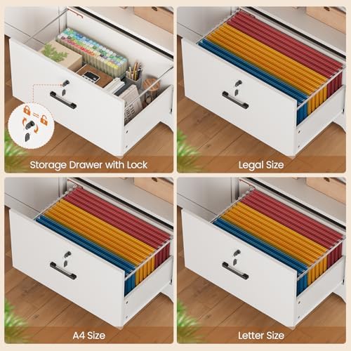 SEDETA 57" L Shaped Standing Desk, Sit Stand Office Desk with Storage Hutch - Image 4