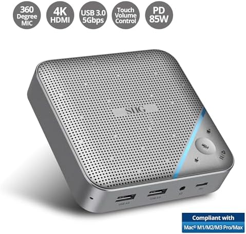 SIIG USB-C Mini Dock with Conference Speaker, 4K HDMI, 85W PD, JU-DK0S11-S1 - Image 2