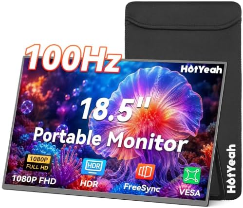 18.5" Portable Monitor, 1080P 100Hz 125% sRGB USB-C HDMI Laptop Monitor by HotYeahMonitor