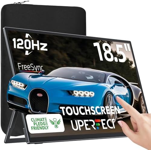 UPERFECT Portable Monitor 18.5-inch 120HZ Touchscreen 100% sRGB w/VESA & Stand 180° Adjustable Ultra-Slim & Lightweight Frameless FHD FreeSync IPS HDR Gaming Display, Travel Second Monitor for Laptop by UPERFECT