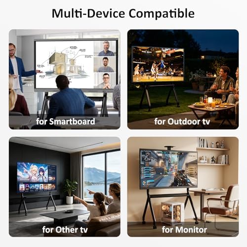 Smart Board Stand, Adjustable Rolling TV Stand, Max Load 220LBS - Image 2