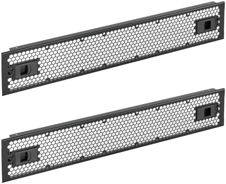 Tecmojo 2 Pack 2U Rack Perforated Blank Panel, Cold Rolled Steel Rack Panel, Rack Mount Plate for 19 in Server Rack Enclosure or Network Cabinet, Snap-in Type Mounting, Black by Tecmojo