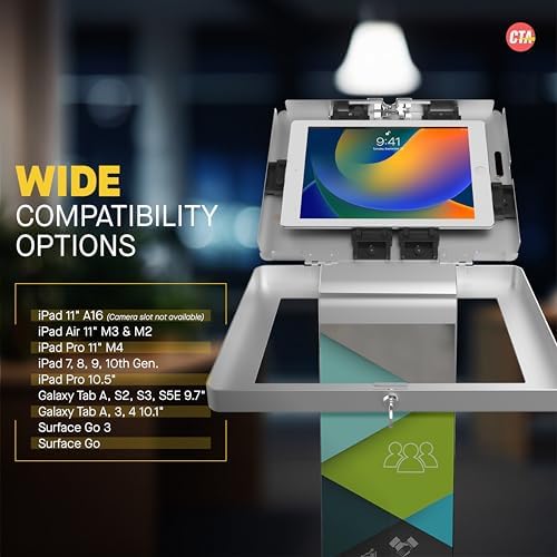 Premium Kiosk Floor Stand – CTA Locking Support Base Kiosk for iPad 11 (A16) - Pro 11-inch M4 - Air 11-inch M3- iPad 10th Gen - Galaxy Tab & More Tablets - Silver - (PAD-PARAFS) - Image 4